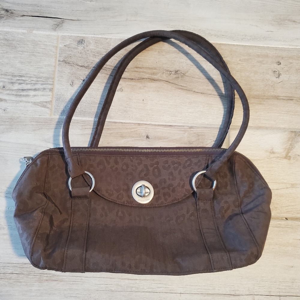 BAGGALLINI Sienna Satchel Shoulder Bag in Brown Cheetah Leopard Animal Print